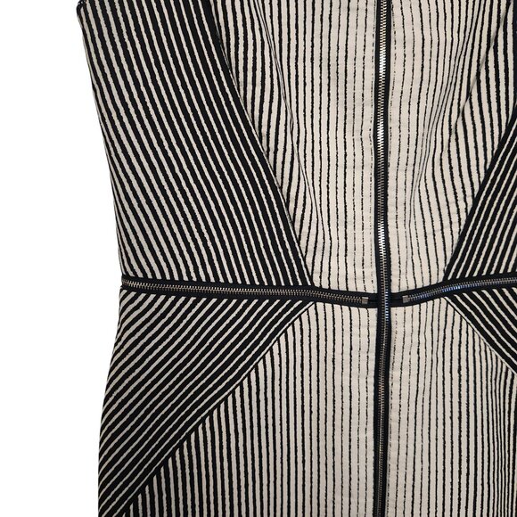 Yoana Baraschi Striped Zipper Sheath Dress Size 6 Black White - Picture 4 of 8